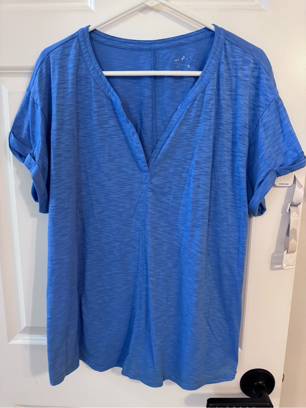 L.L.Bean Women’s short sleeve Streamside tee, split neck, Blue 2X